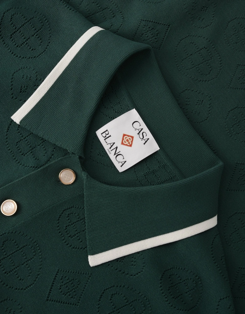 Pointelle Ls Polo Shirt Green