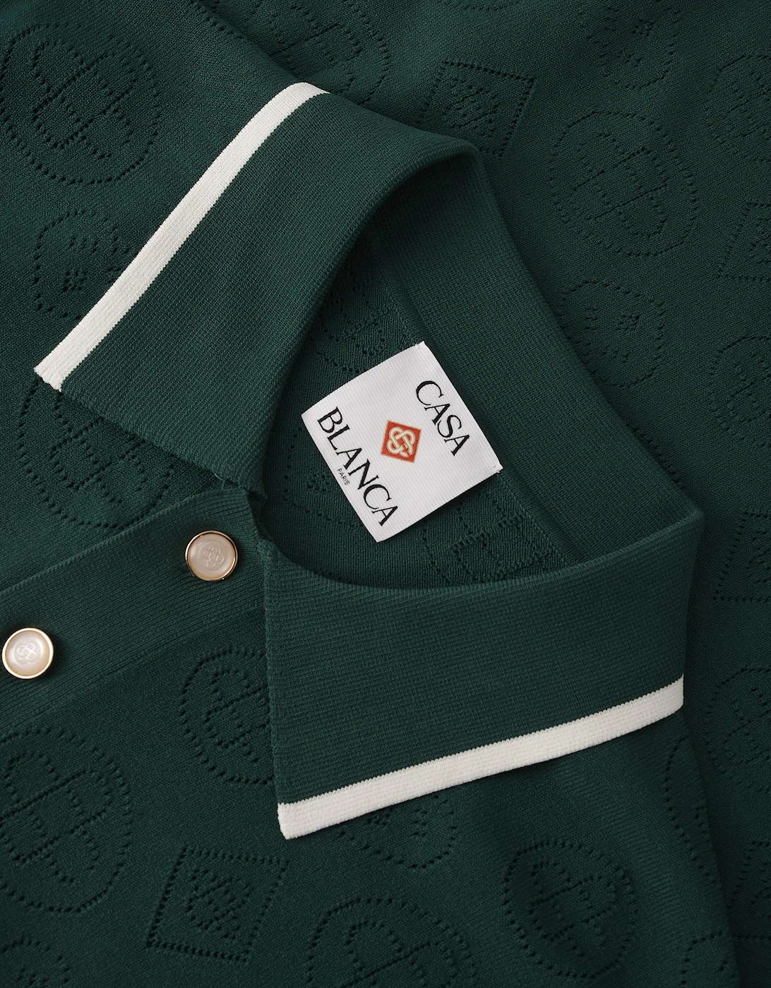 Pointelle Ls Polo Shirt Green