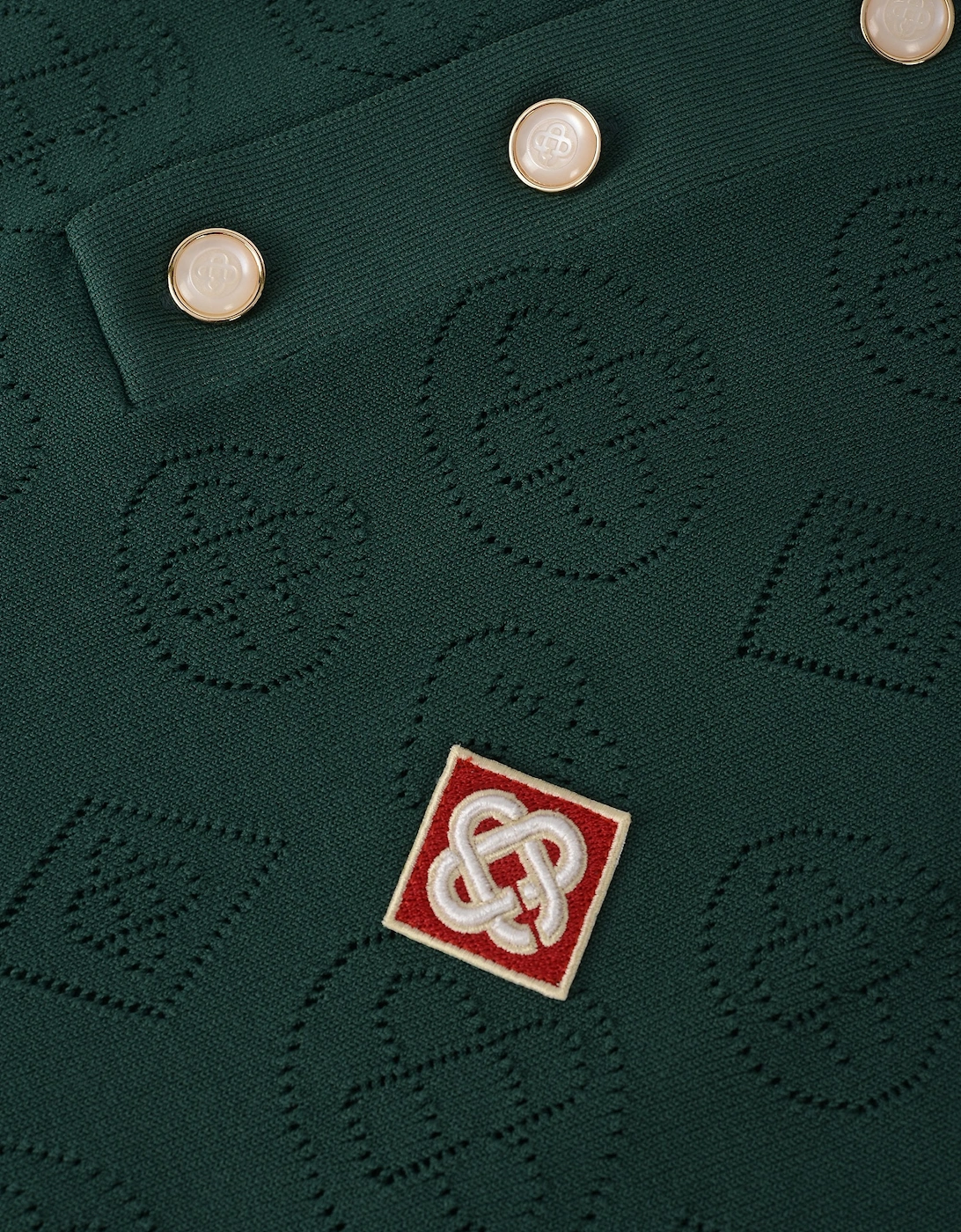Pointelle Ls Polo Shirt Green