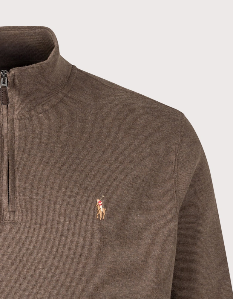 Loose Fit Estate-Rib Quarter Zip Knit Jumper