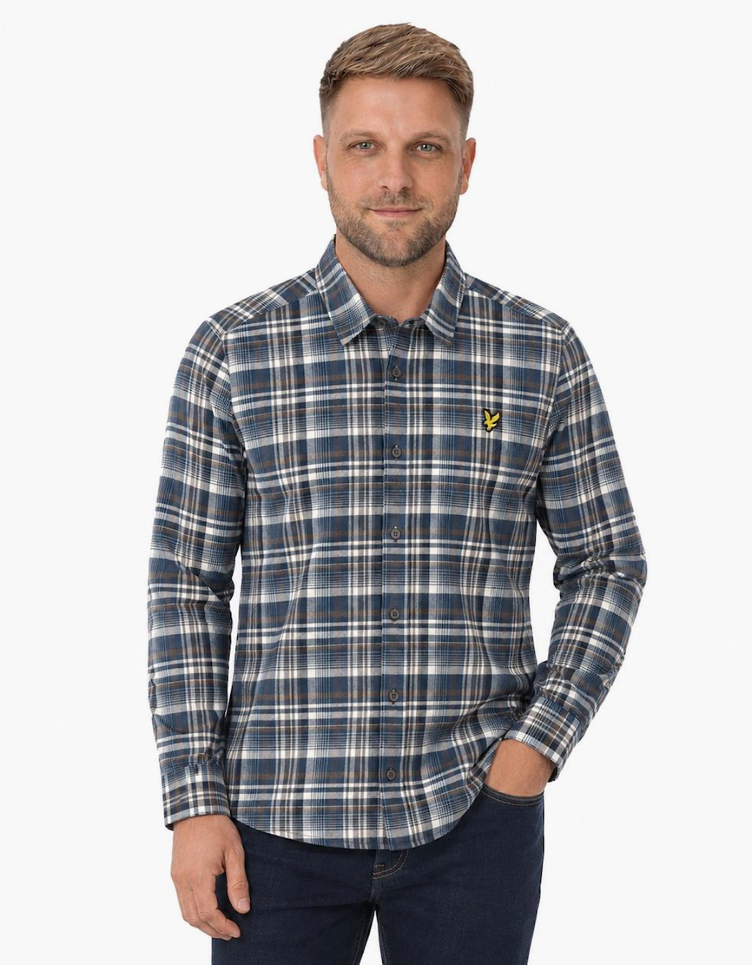 Lyle & Scott L/S Brushed Check Shirt Aegean Blue