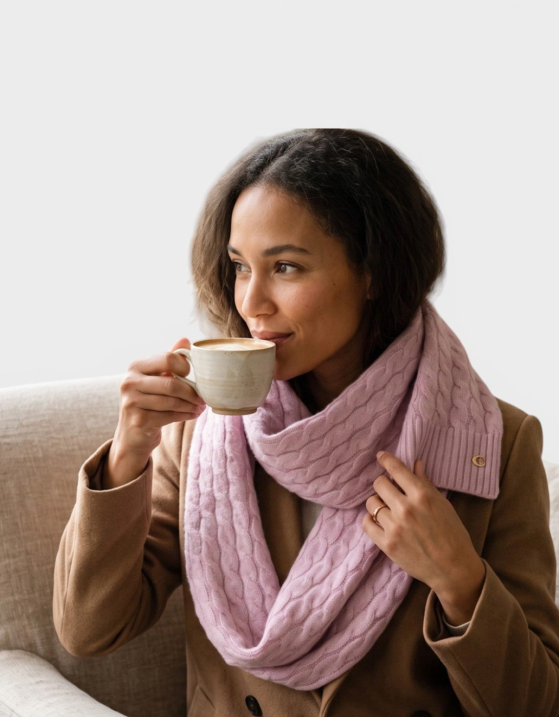 Cable Scarf Faded Pink