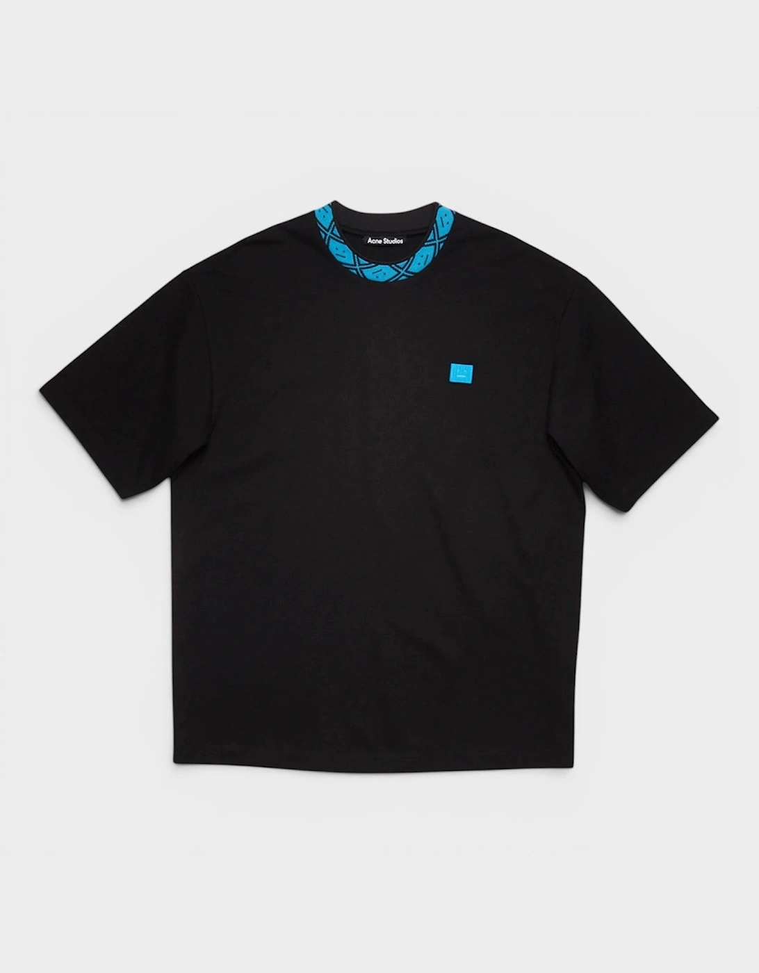 Oversized Collar Logo T Shirt Black Blue