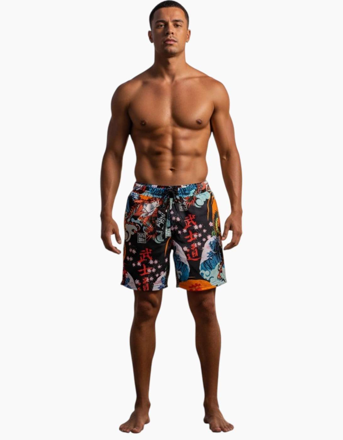 REASON Mens AOP Mesh Shorts All-over Printed Fleece Swimming Board Half Pants