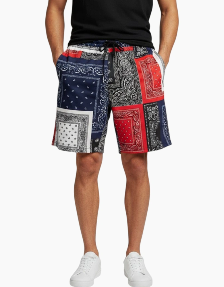 REASON Mens AOP Mesh Shorts All-over Printed Fleece Swimming Board Half Pants