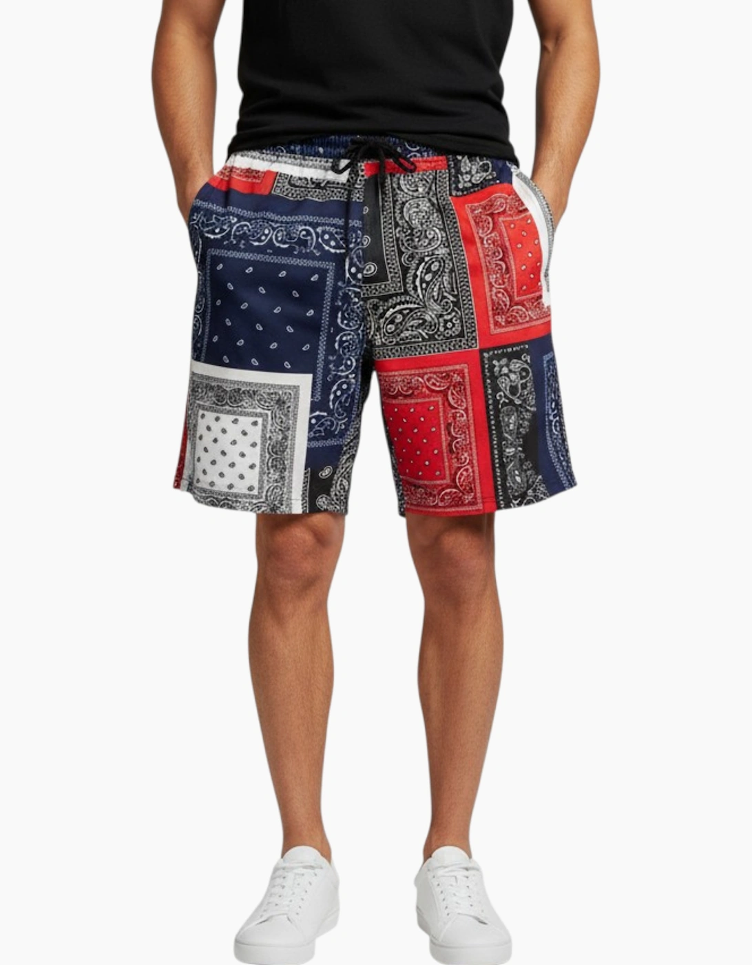 REASON Mens AOP Mesh Shorts All-over Printed Fleece Swimming Board Half Pants
