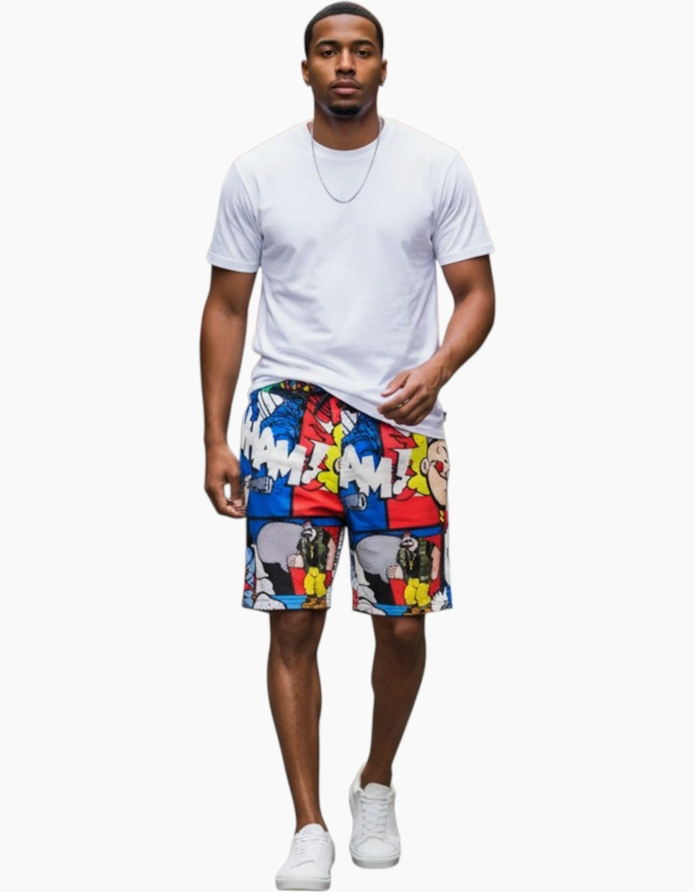 REASON Mens AOP Mesh Shorts All-over Printed Fleece Swimming Board Half Pants