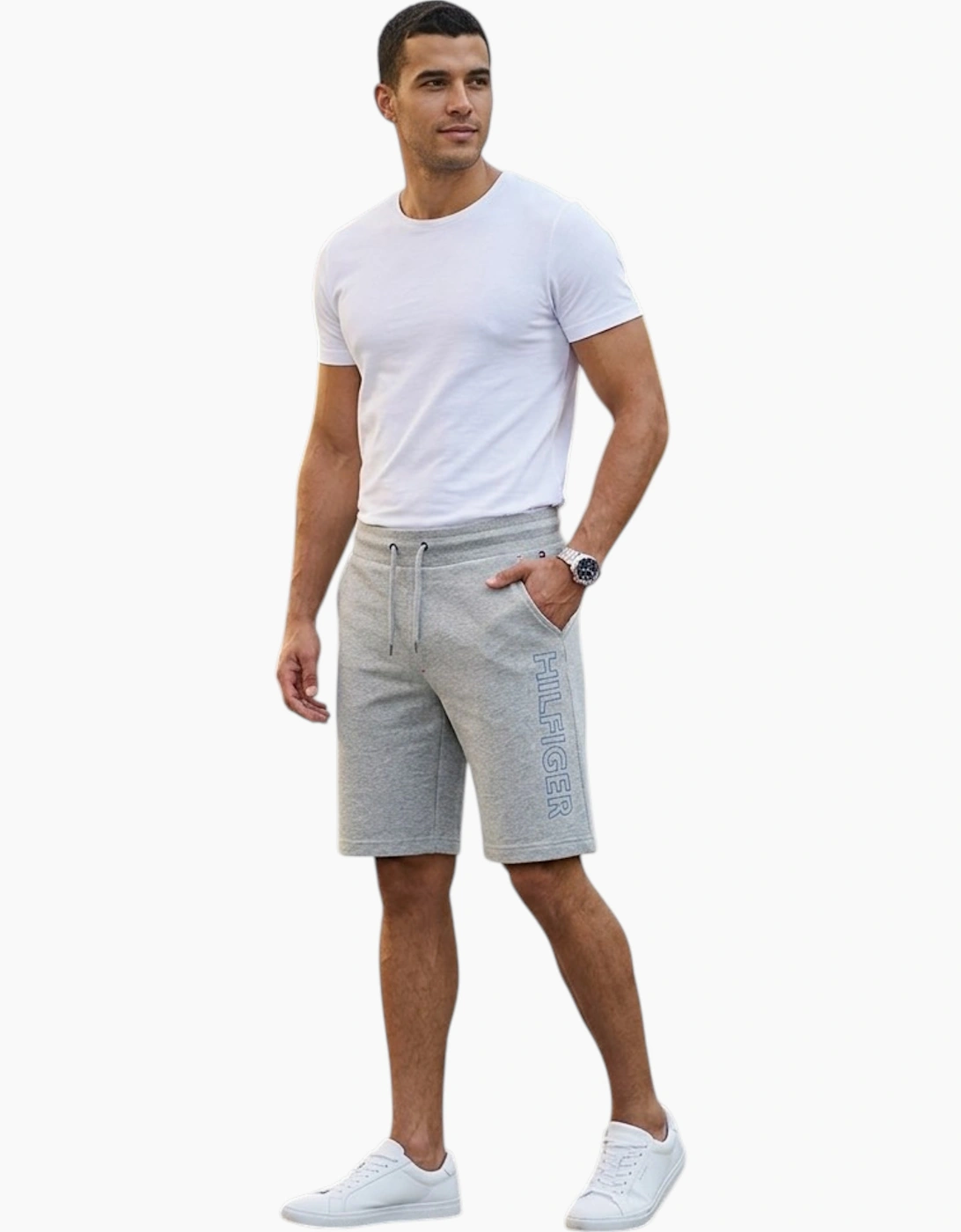 TOMMY HILFIGER Mens Shorts Bermuda Casual Sweat Bottom Cotton Knee Half Pant NEW