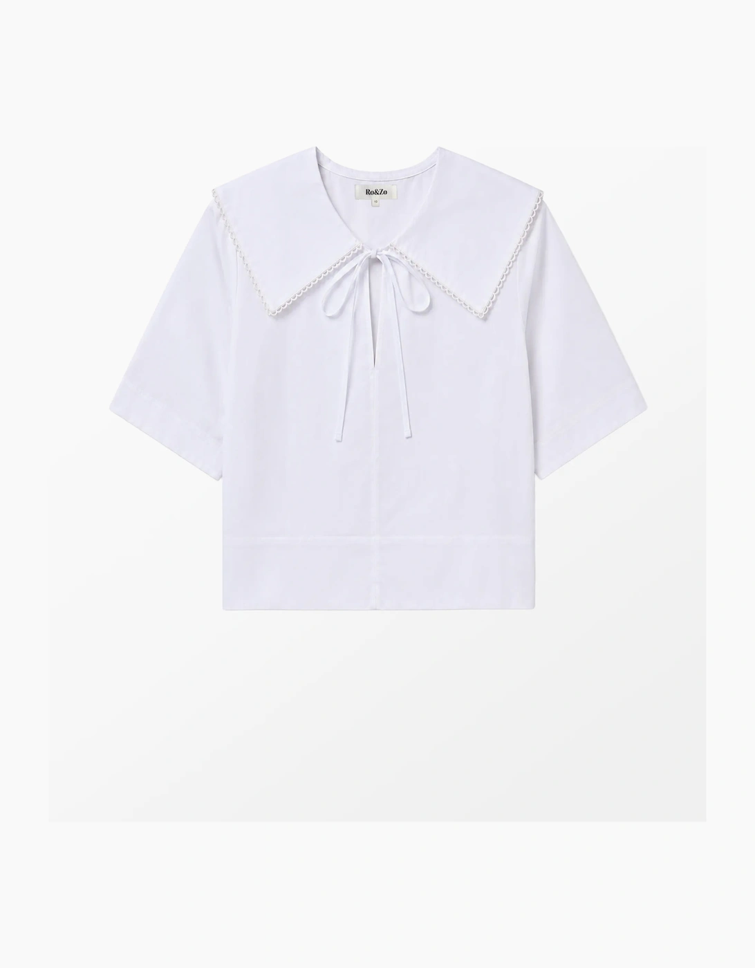 White Cotton Statement-Collar Blouse