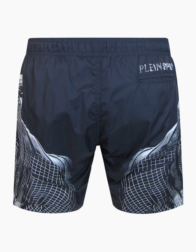 Plein Sport Double Tiger Logo Medium Boardshort Grey Swim Shorts