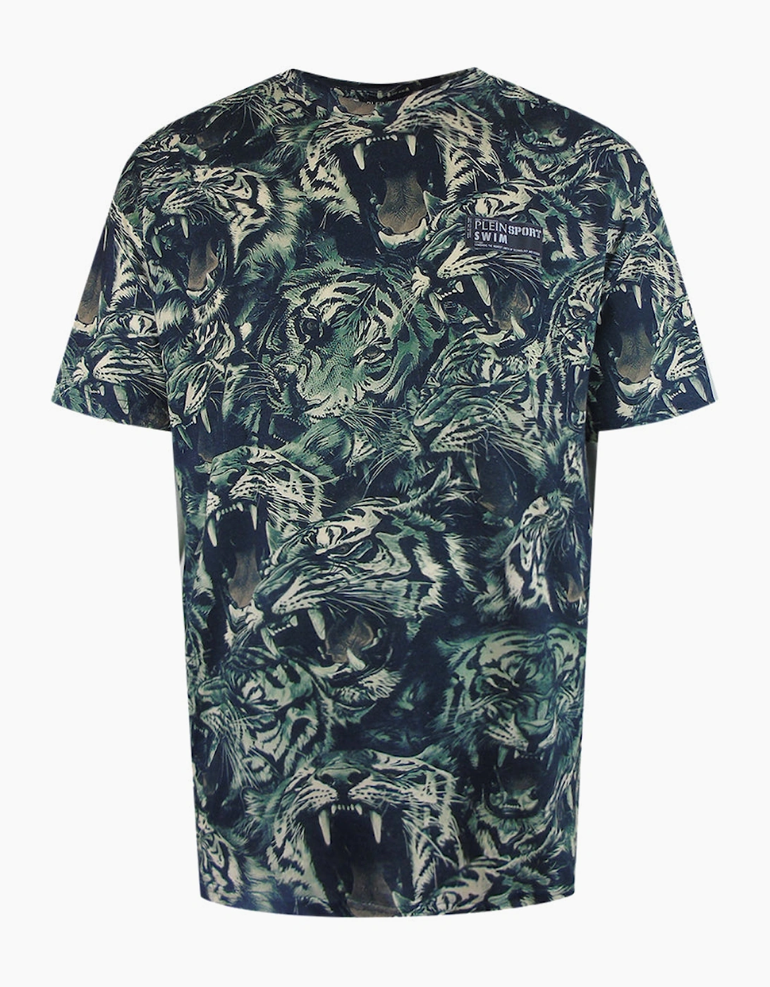 Plein Sport Allover Tiger Logo Green T-Shirt