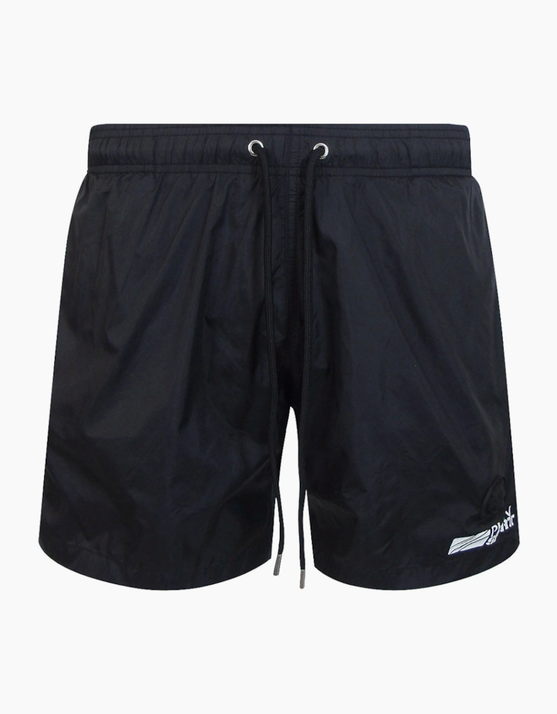 Plein Sport Basic Logo Medium Boardshort Black Swim Shorts
