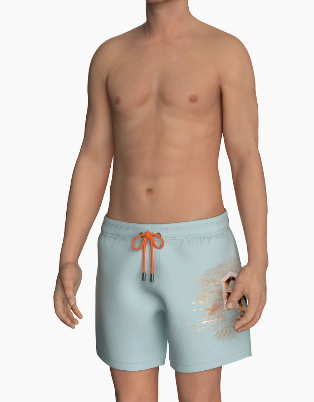 Plein Sport Metallic Logo Medium Boardshort Blue Swim Shorts