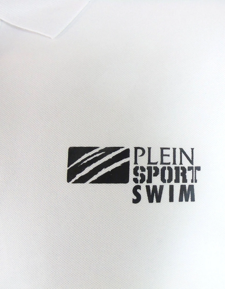 Plein Sport Classic Logo Stretch White Polo Shirt