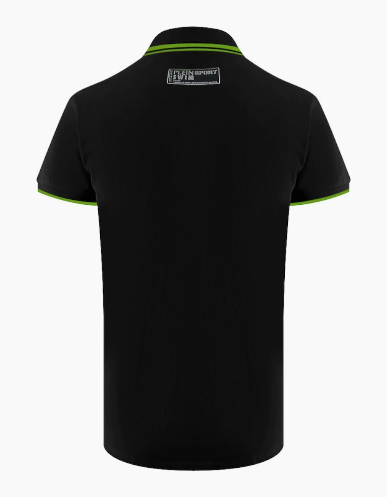 Plein Sport Performance Logo Stretch Black Polo Shirt