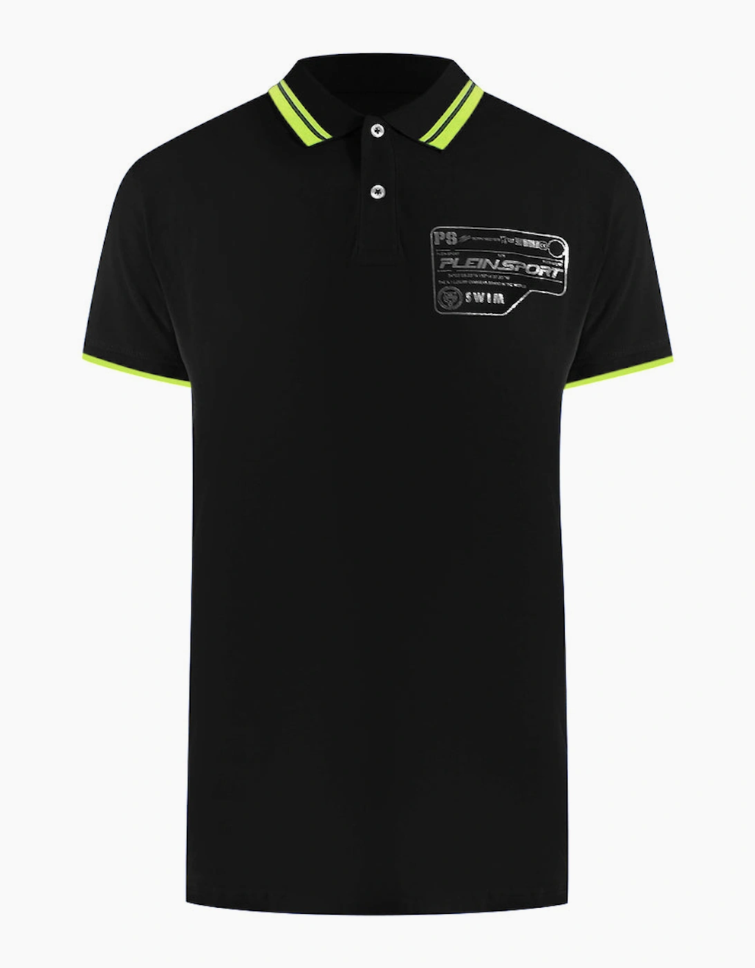Plein Sport Performance Logo Stretch Black Polo Shirt