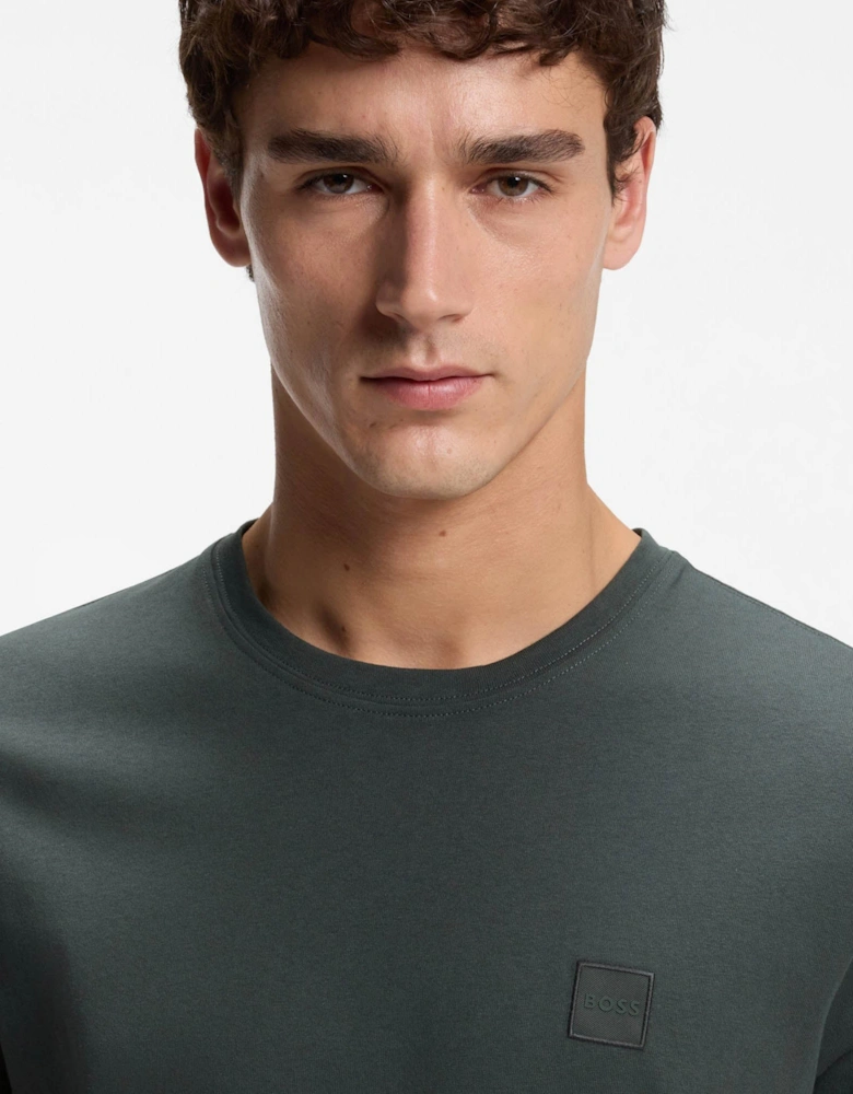 BOSS Orange Tales Mens Cotton-Jersey T-shirt With Logo Patch - Open Green 377
