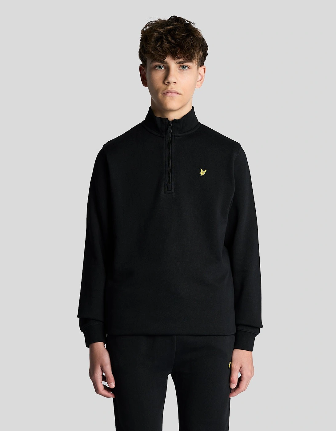 Lyle And Scott Boy's 1/4 Zip Cotton Jumper - Black - Size, 7 Years/8 Years