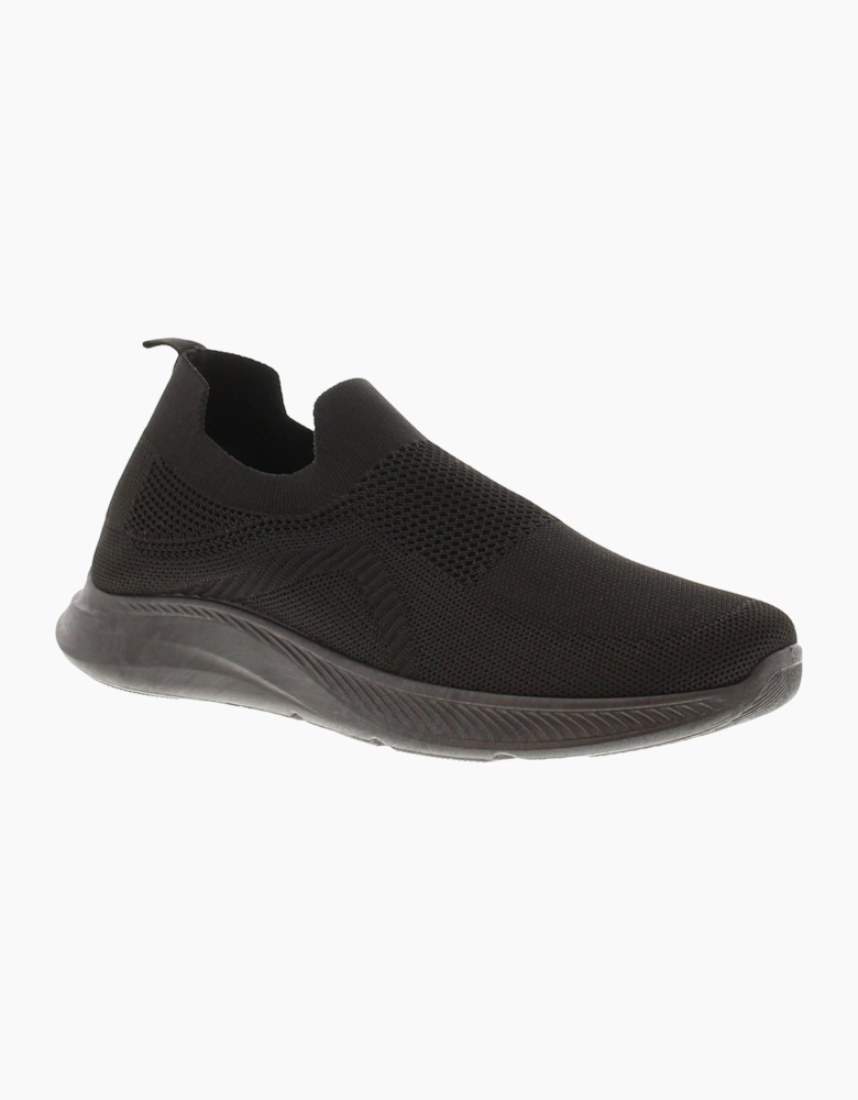 Focus Mens Trainers Breathable Knitted Textile Micah Slip On black UK Size
