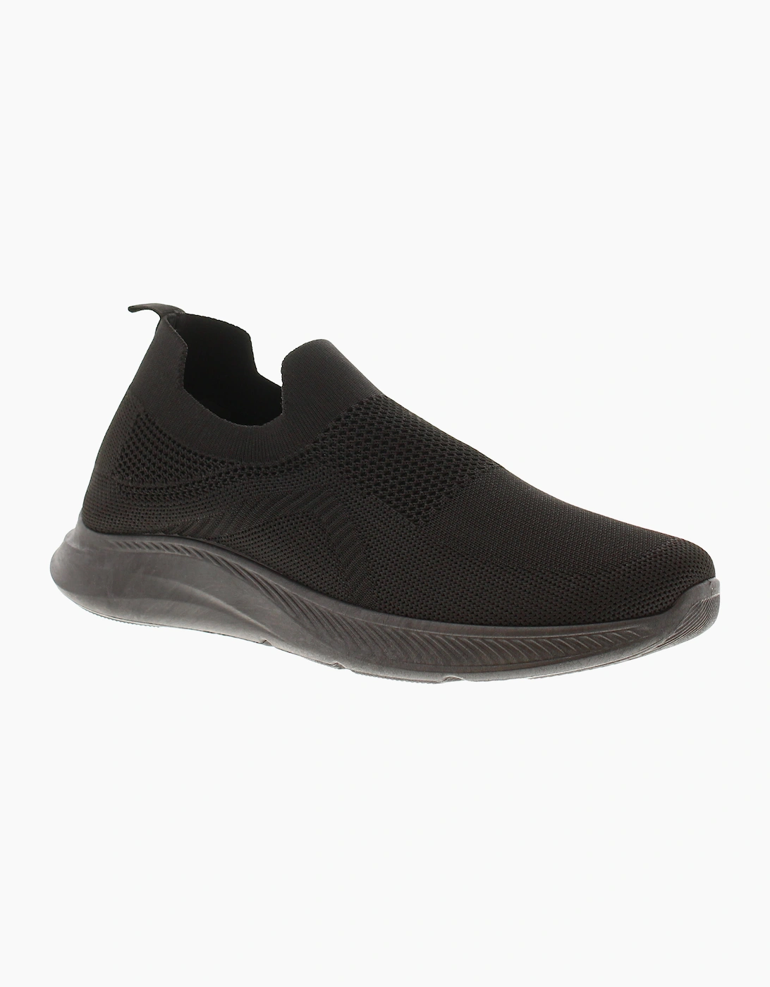Focus Mens Trainers Breathable Knitted Textile Micah Slip On black UK Size, 6 of 5