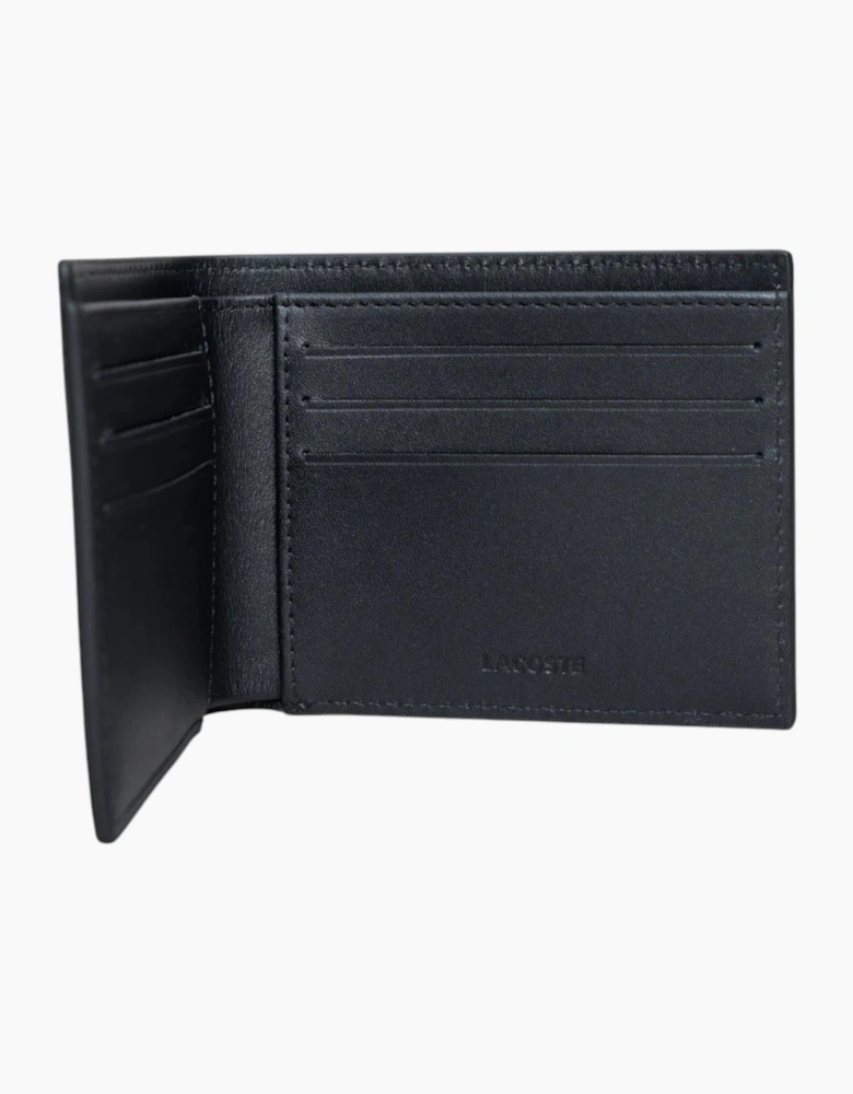 Lacoste Mens Wallet Genuine Leather Small Billfold Credit Card Holder Black