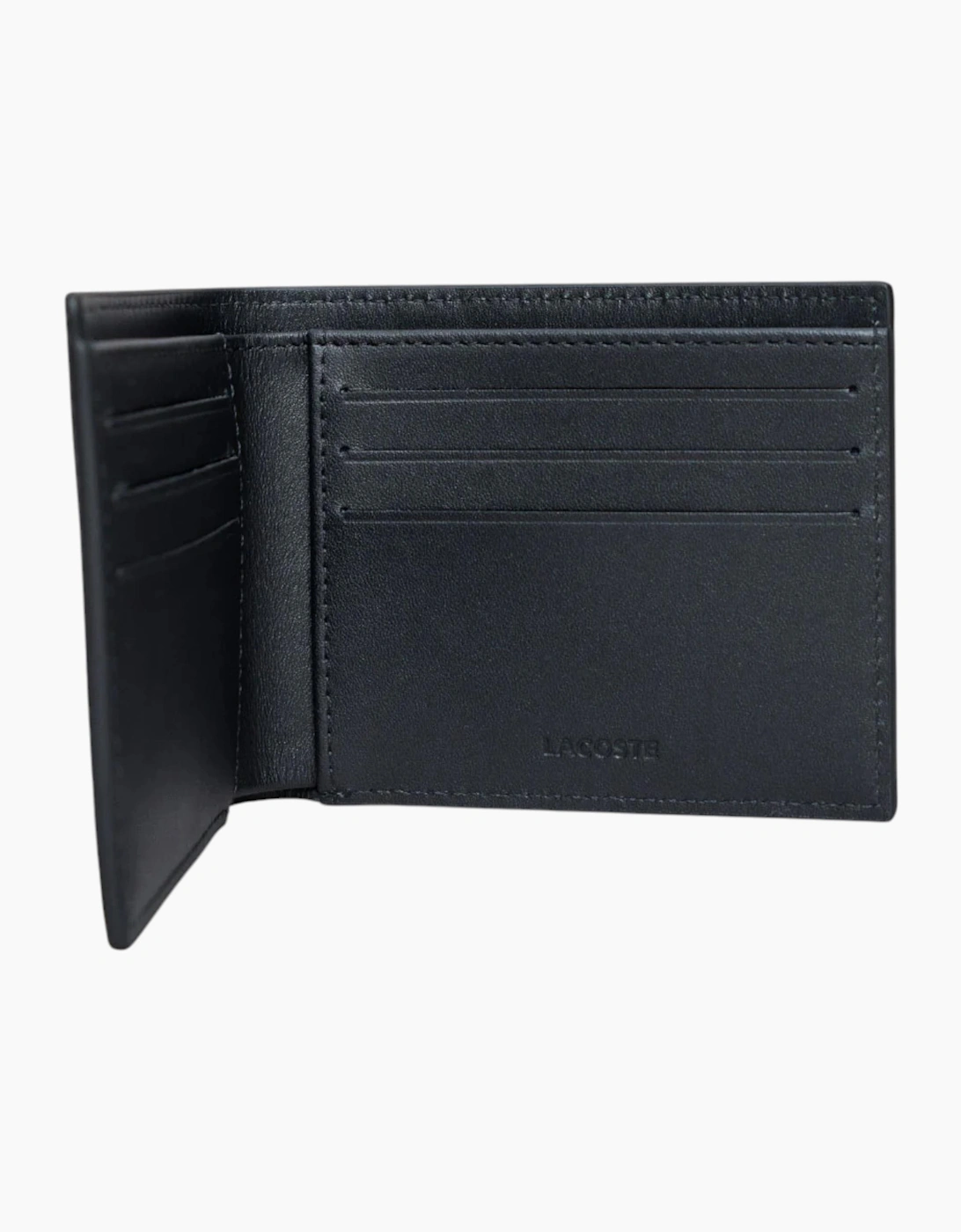 Lacoste Mens Wallet Genuine Leather Small Billfold Credit Card Holder Black