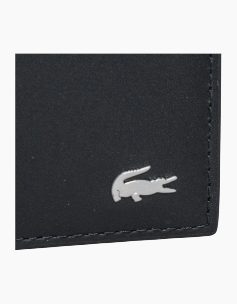 Lacoste Mens Wallet Genuine Leather Small Billfold Credit Card Holder Black