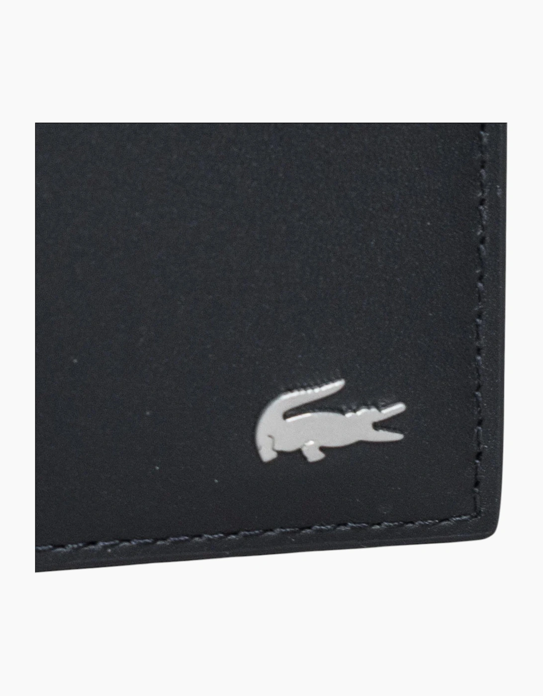 Lacoste Mens Wallet Genuine Leather Small Billfold Credit Card Holder Black