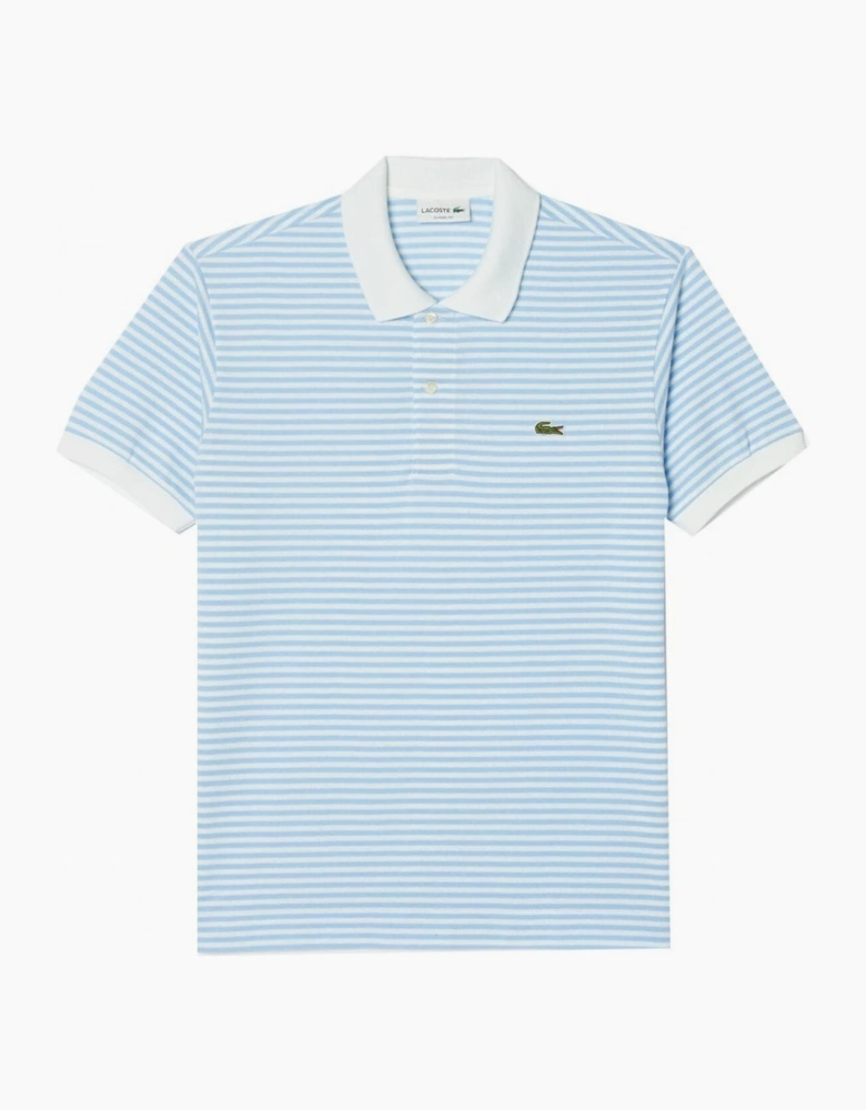Lacoste Men's Classic Short Sleeved Striped Blue Polo Shirt