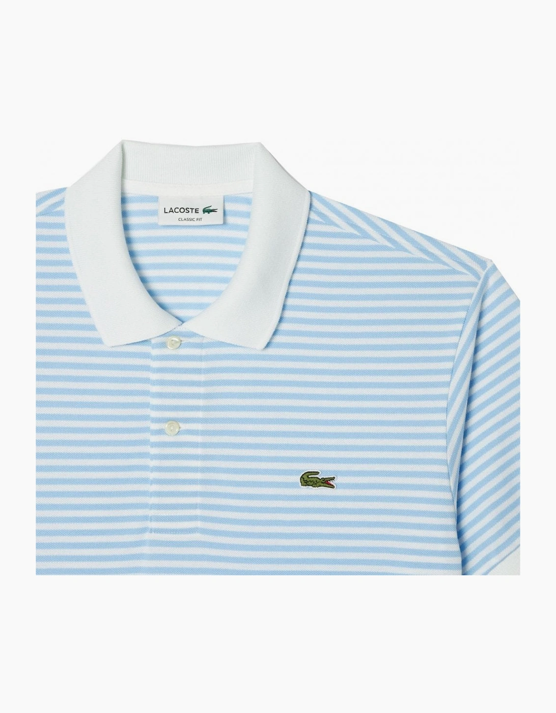 Lacoste Men's Classic Short Sleeved Striped Blue Polo Shirt