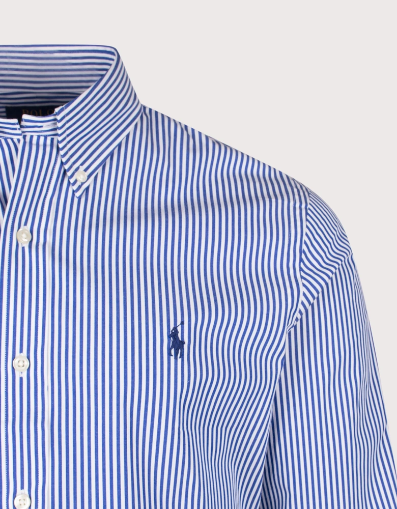 Custom Fit Striped Stretch Poplin Shirt