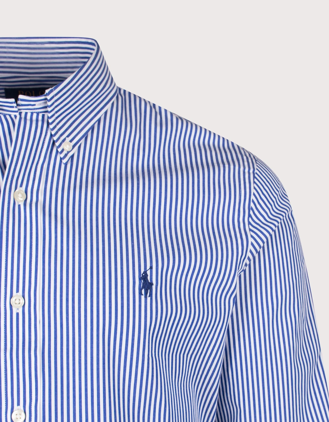 Custom Fit Striped Stretch Poplin Shirt
