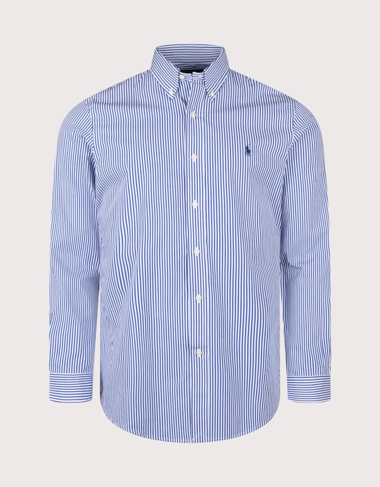 Custom Fit Striped Stretch Poplin Shirt