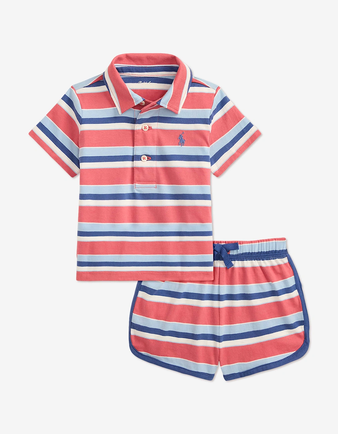 Ralph Lauren Baby Boys Striped Jersey Short Set in Pink