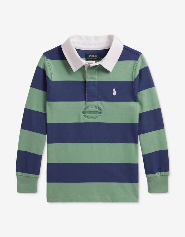 Ralph Lauren Boys Striped Jersey Rugby Shirt in Green
