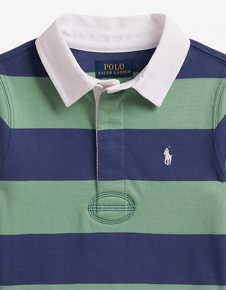 Ralph Lauren Boys Striped Jersey Rugby Shirt in Green