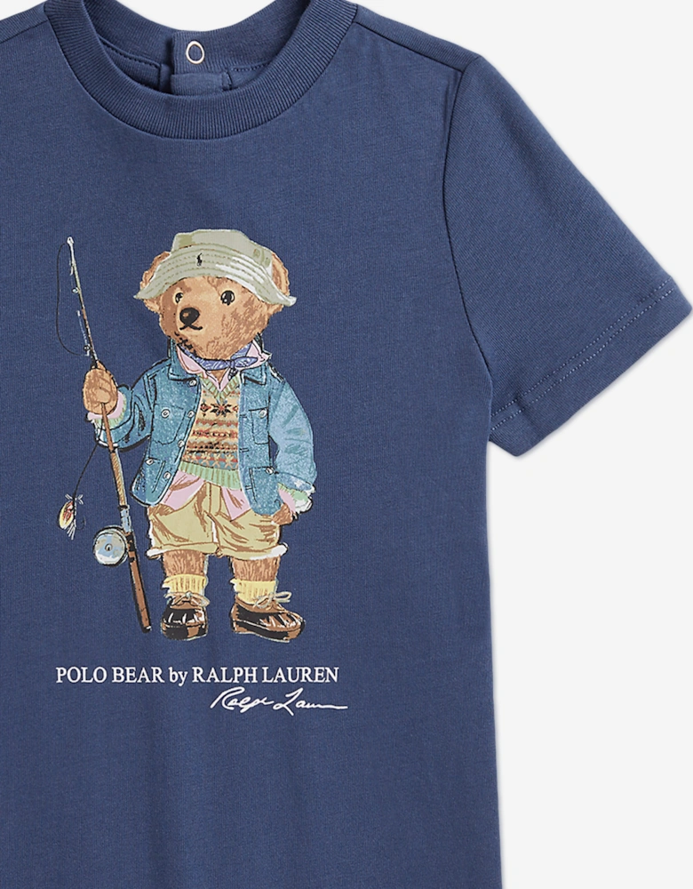 Ralph Lauren Baby Boys Polo Bear Romper in Blue
