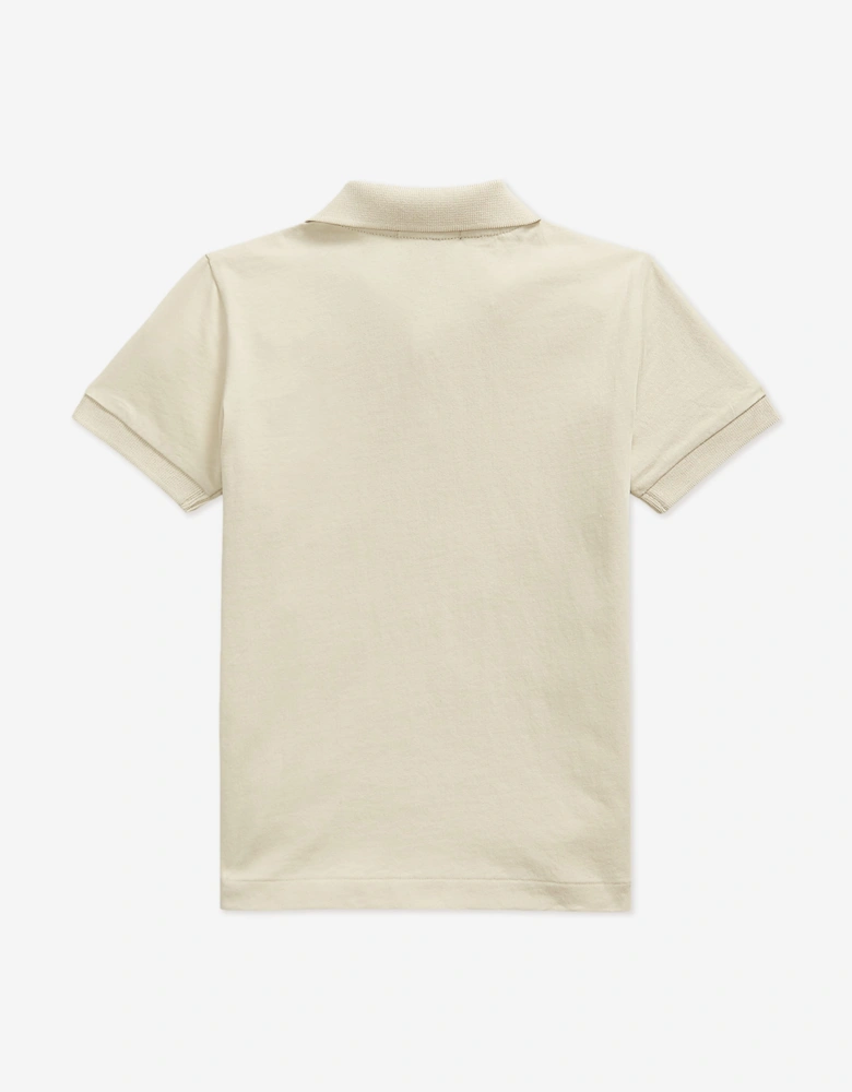 Ralph Lauren Boys Jersey Pocket Polo Shirt in Beige