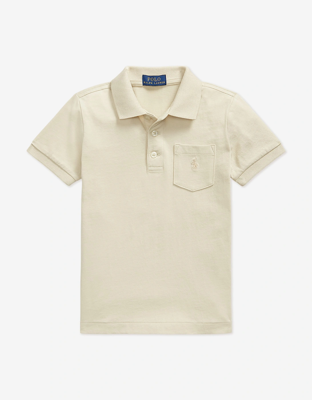 Ralph Lauren Ralph Lauren Boys Jersey Pocket Polo Shirt in Beige - Cream