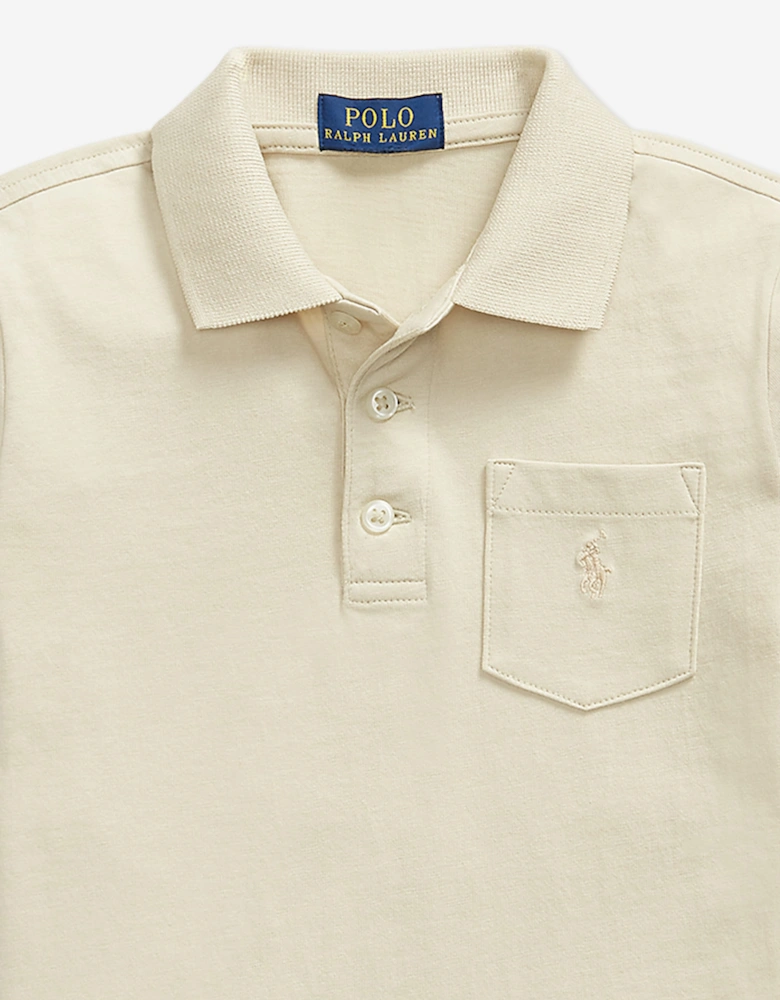 Ralph Lauren Boys Jersey Pocket Polo Shirt in Beige