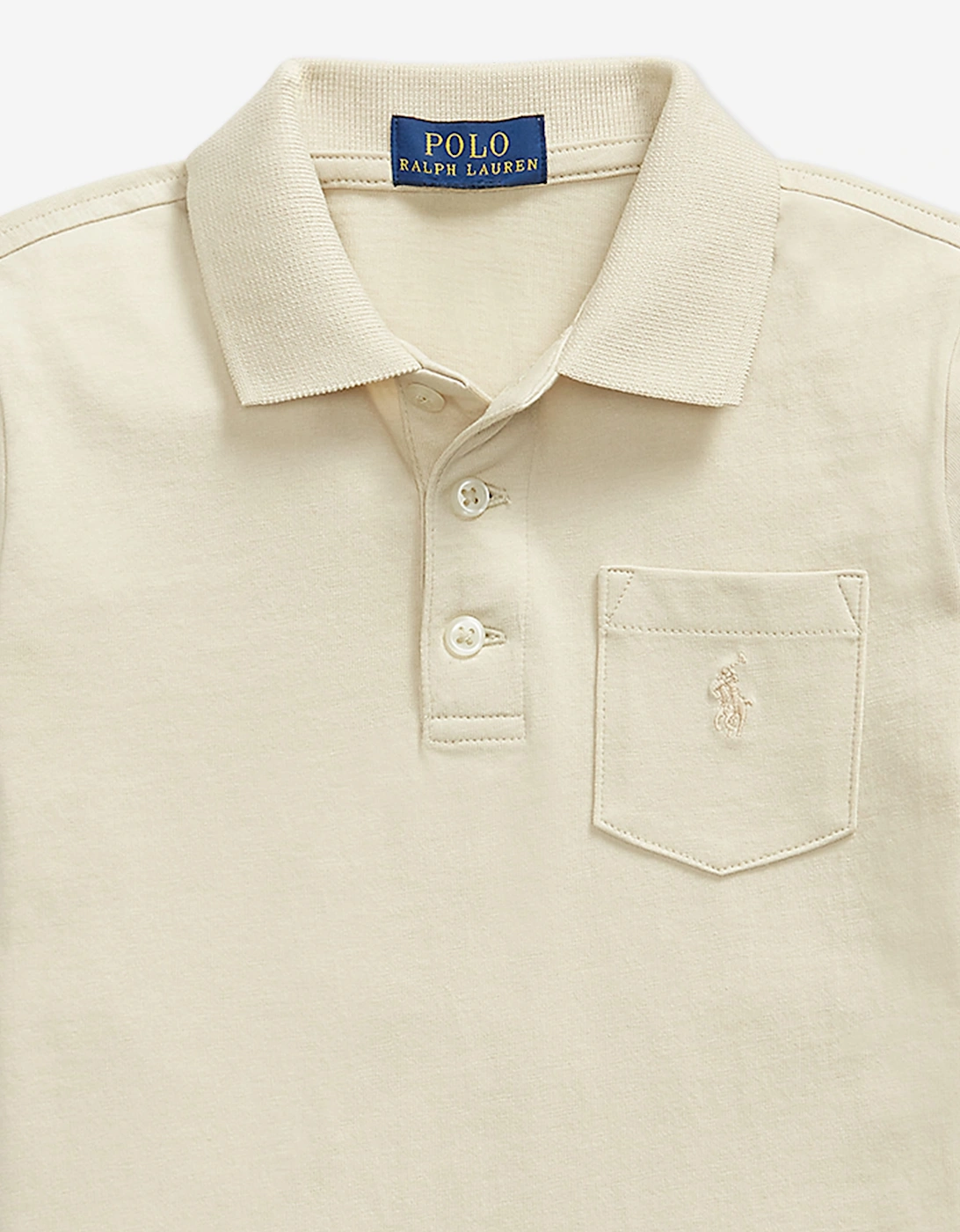 Ralph Lauren Boys Jersey Pocket Polo Shirt in Beige