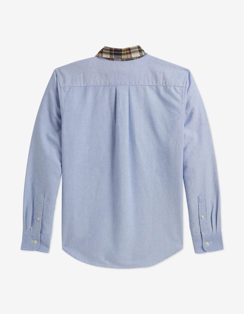 Ralph Lauren Boys Classic Oxford Shirt with Madras Collar in Blue