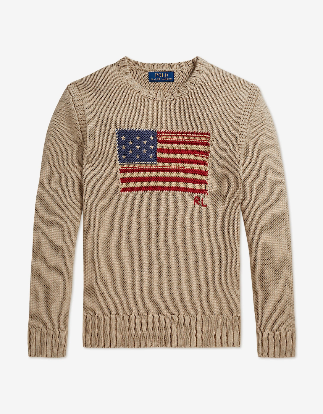 Ralph Lauren Boys Iconic Flag Jumper in Beige