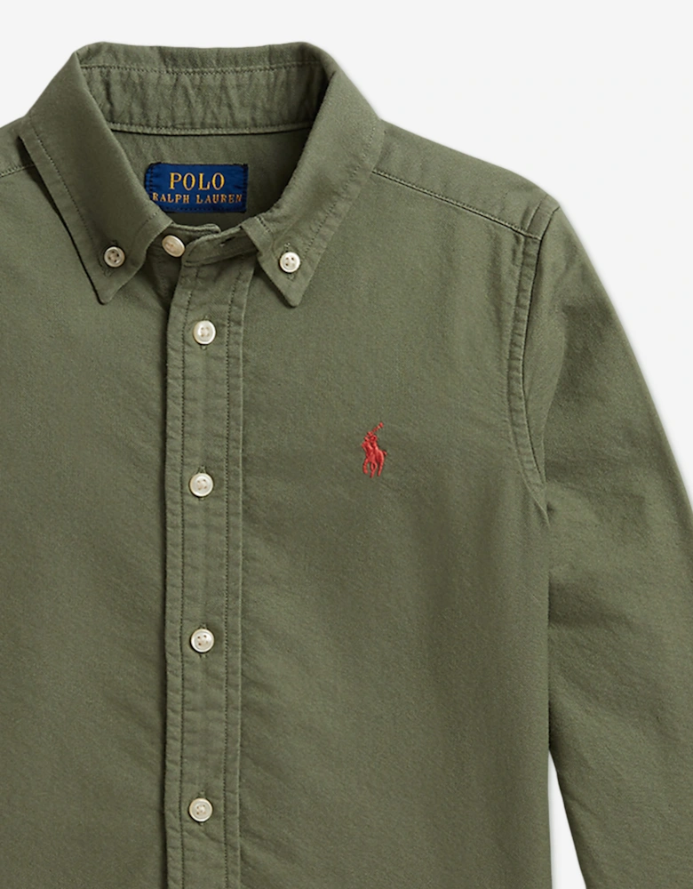 Ralph Lauren Boys Cotton Oxford Shirt in Green