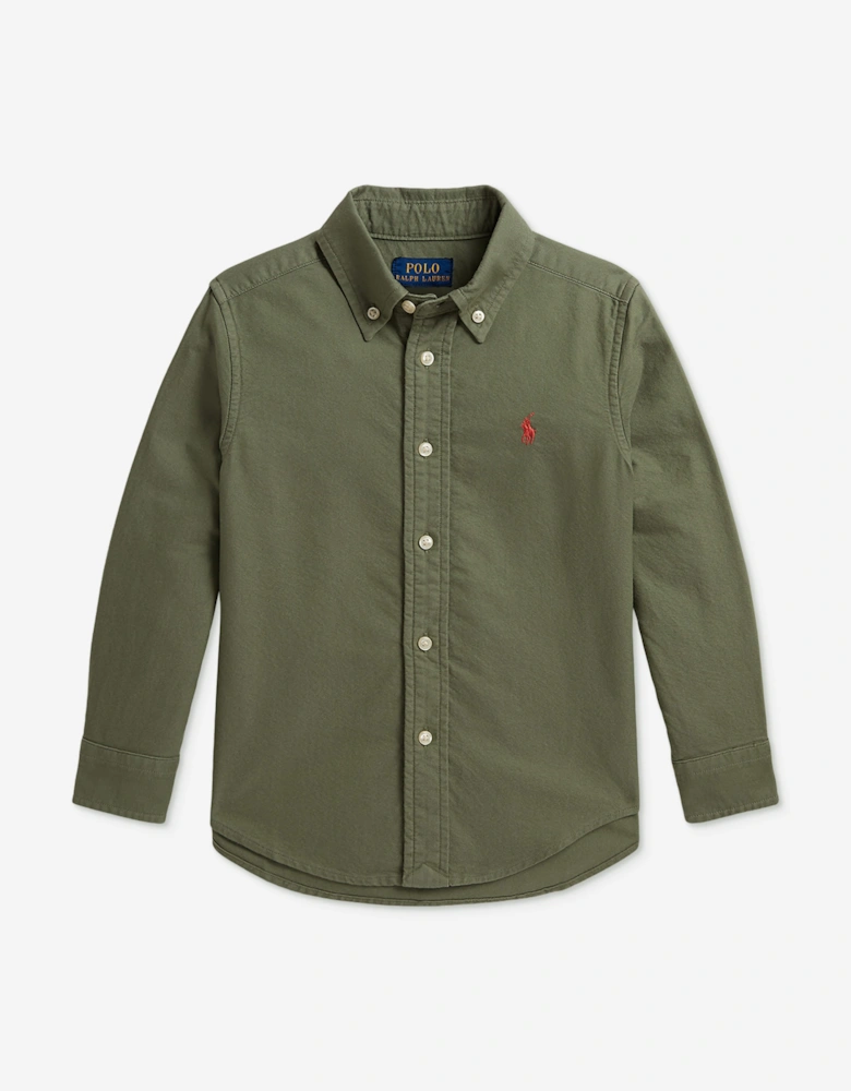 Ralph Lauren Boys Cotton Oxford Shirt in Green