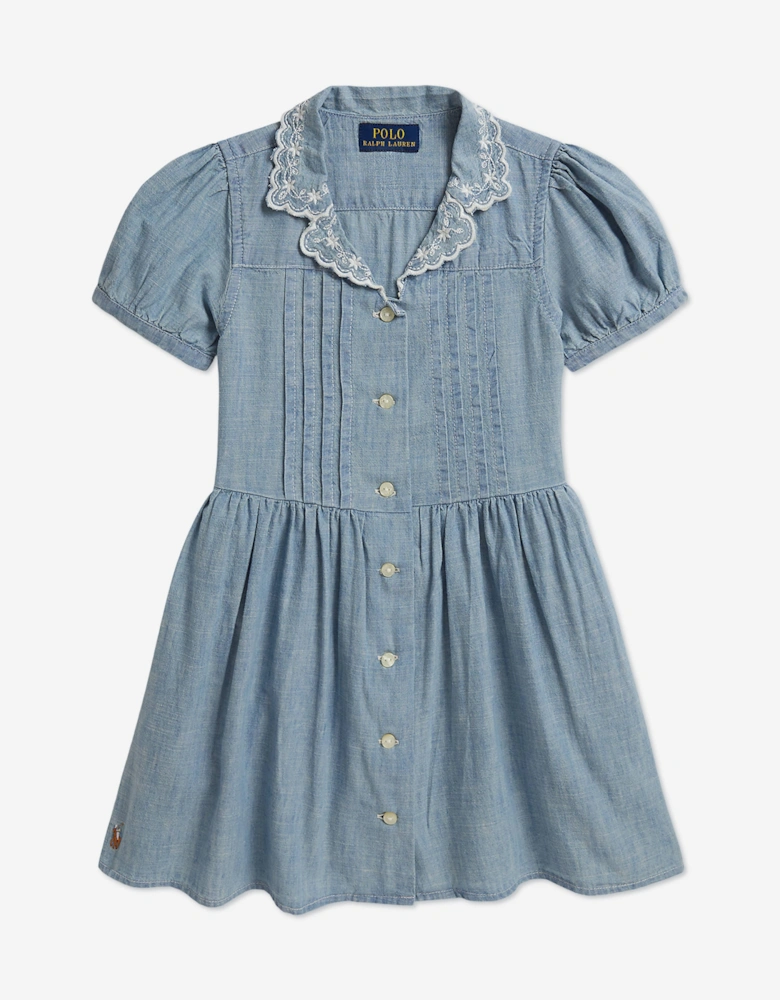 Ralph Lauren Girls Chambray Shirt Dress in Blue