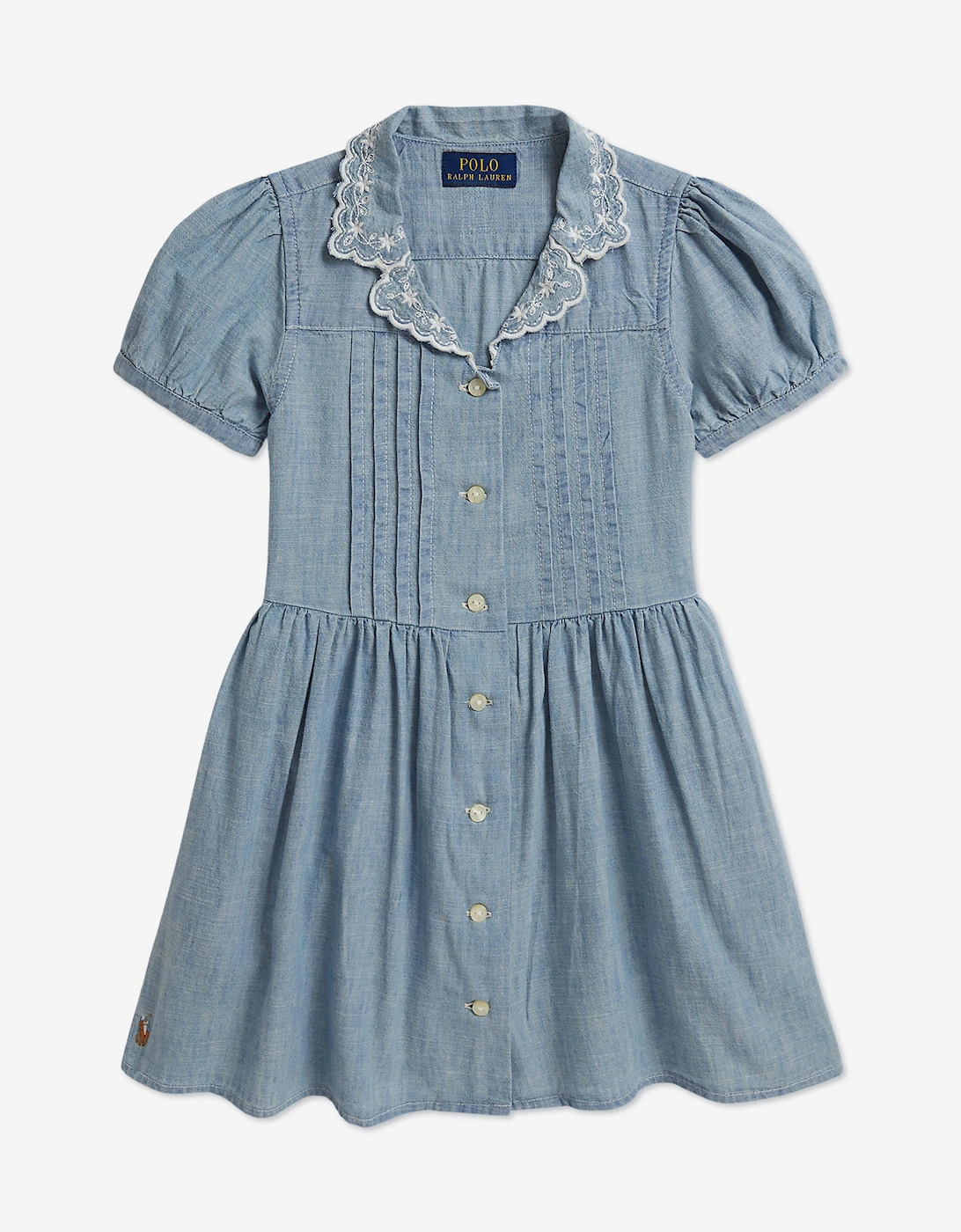 Ralph Lauren Girls Chambray Shirt Dress in Blue, 6 of 5