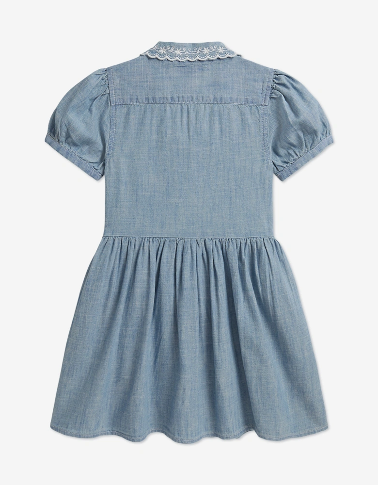Ralph Lauren Girls Chambray Shirt Dress in Blue