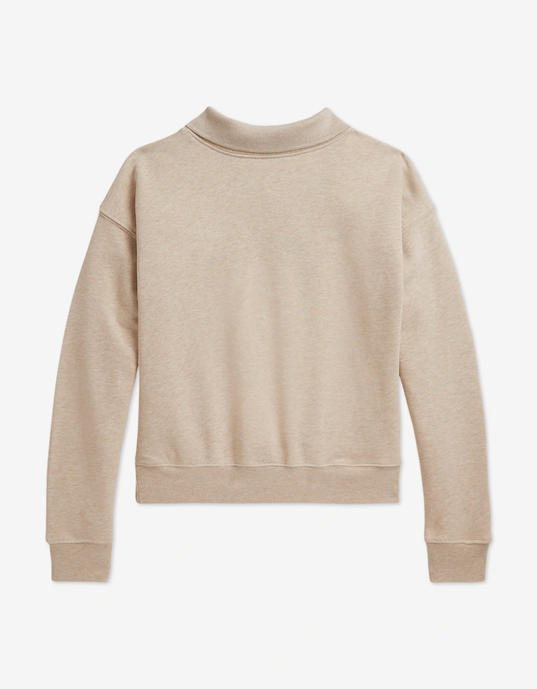 Ralph Lauren Girls French Terry Knit Flag Sweatshirt in Beige