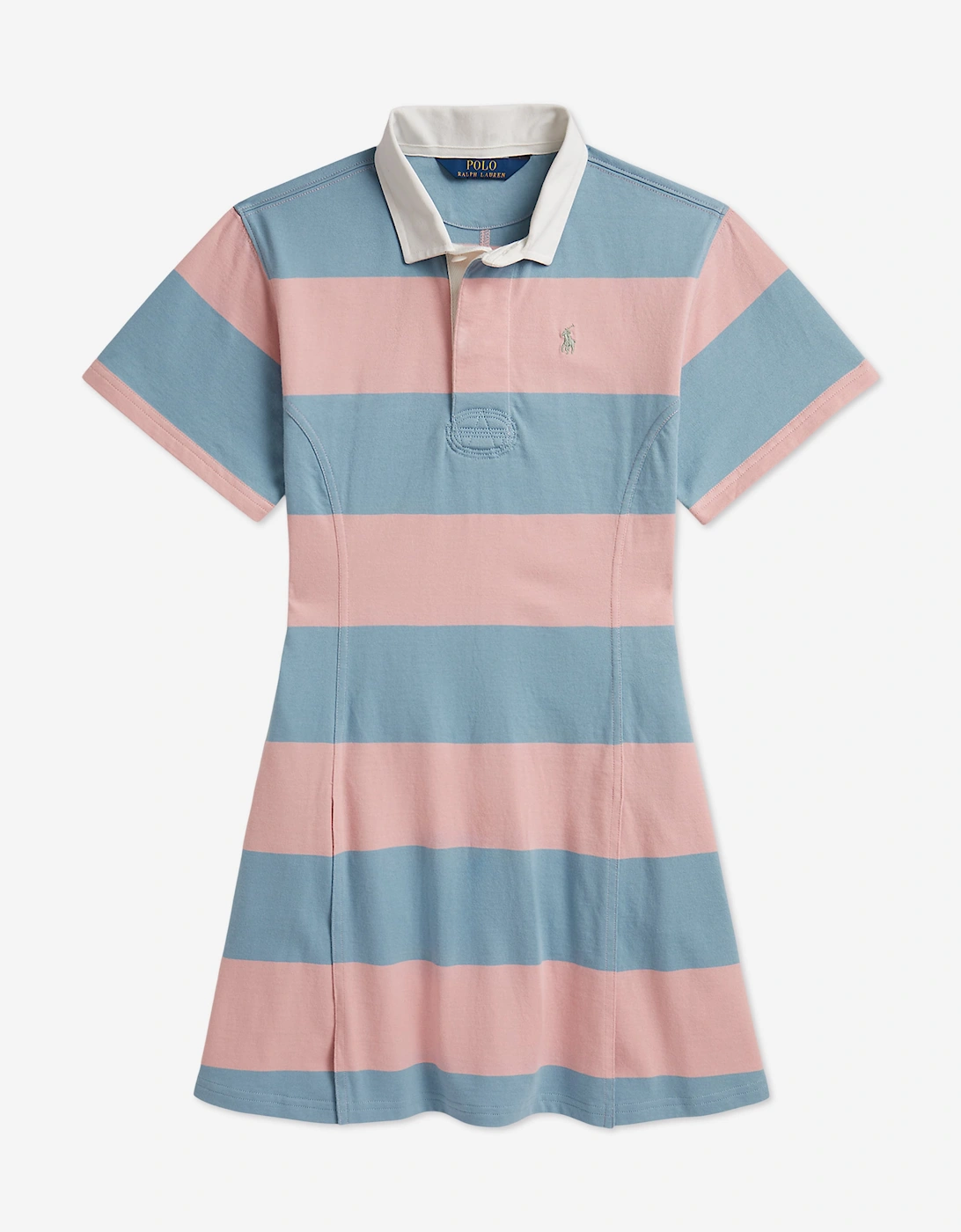 Ralph Lauren Girls Striped Fit and Flare Jersey Dress in Blue, 6 of 5